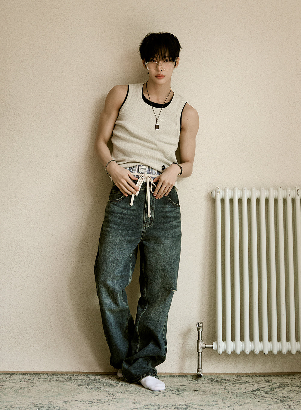 (M) Logo Ribbed Sleeveless