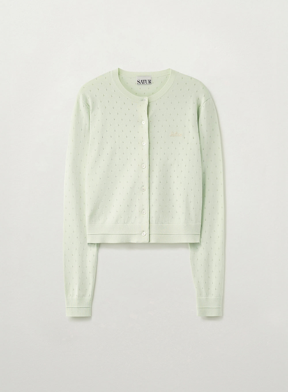 (W) Pointel Crew Neck Cardigan
