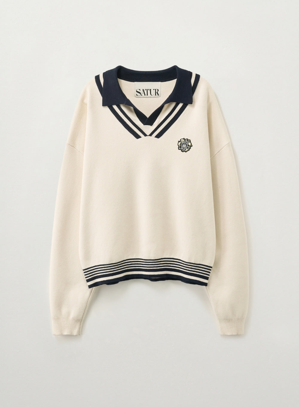 (U) Crest Logo Open Collar Knit