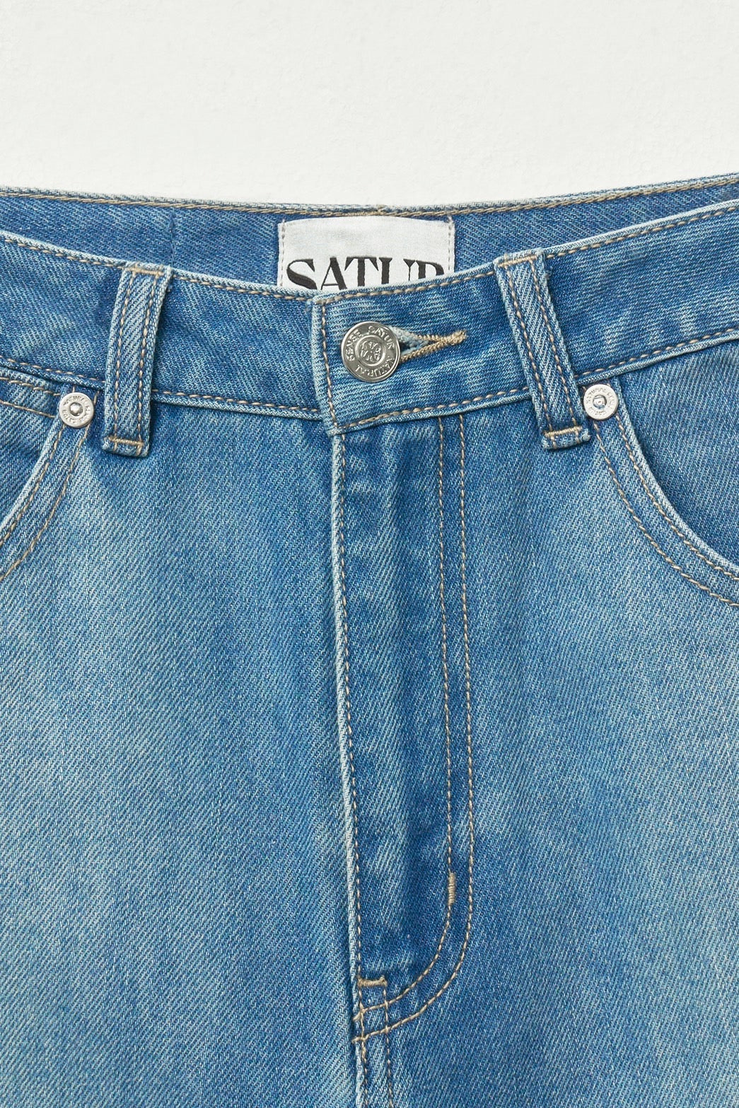 (W) Linen Relaxed Denim Pants