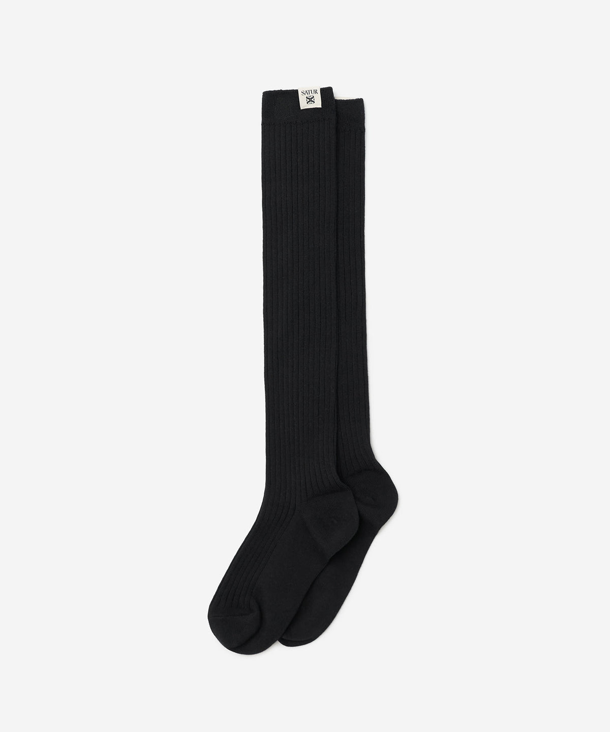 (W) Basic Logo Label Knee Socks