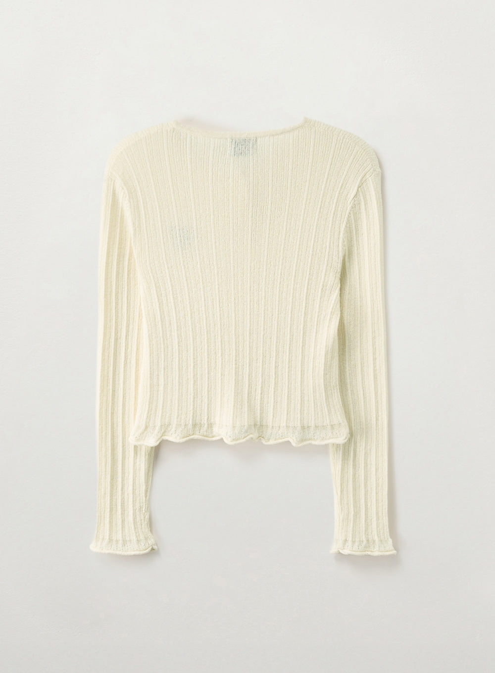 (W) Sheer Long Sleeve Cropped Cardigan