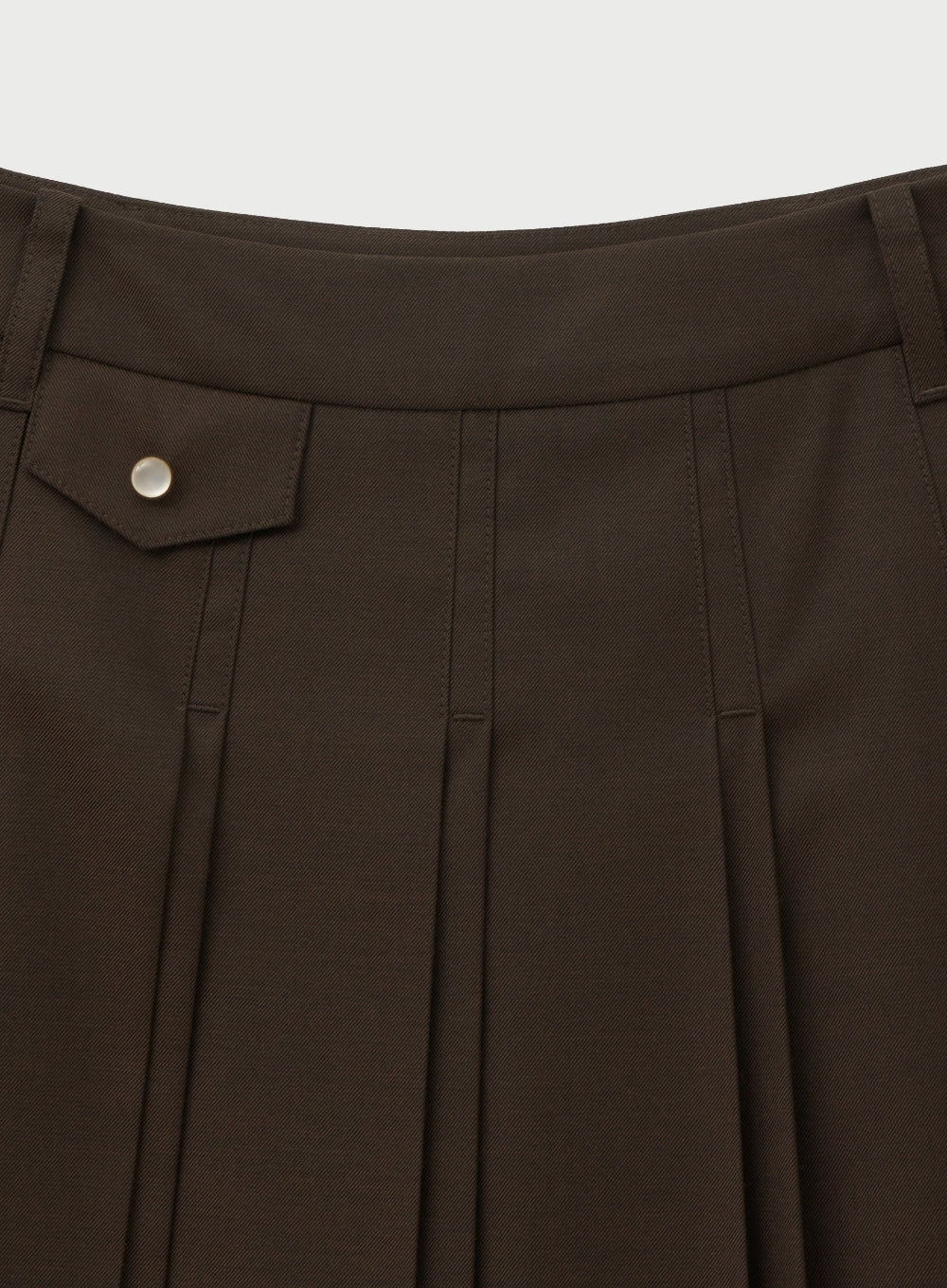 (W) Pleats Button Midi Skirt