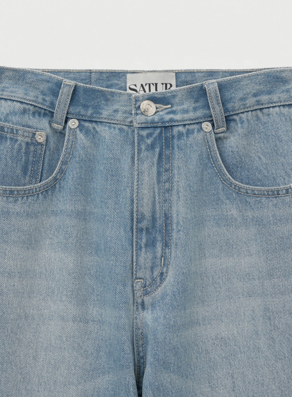 W) Semi Loose Boots Cut Washed Denim Pants