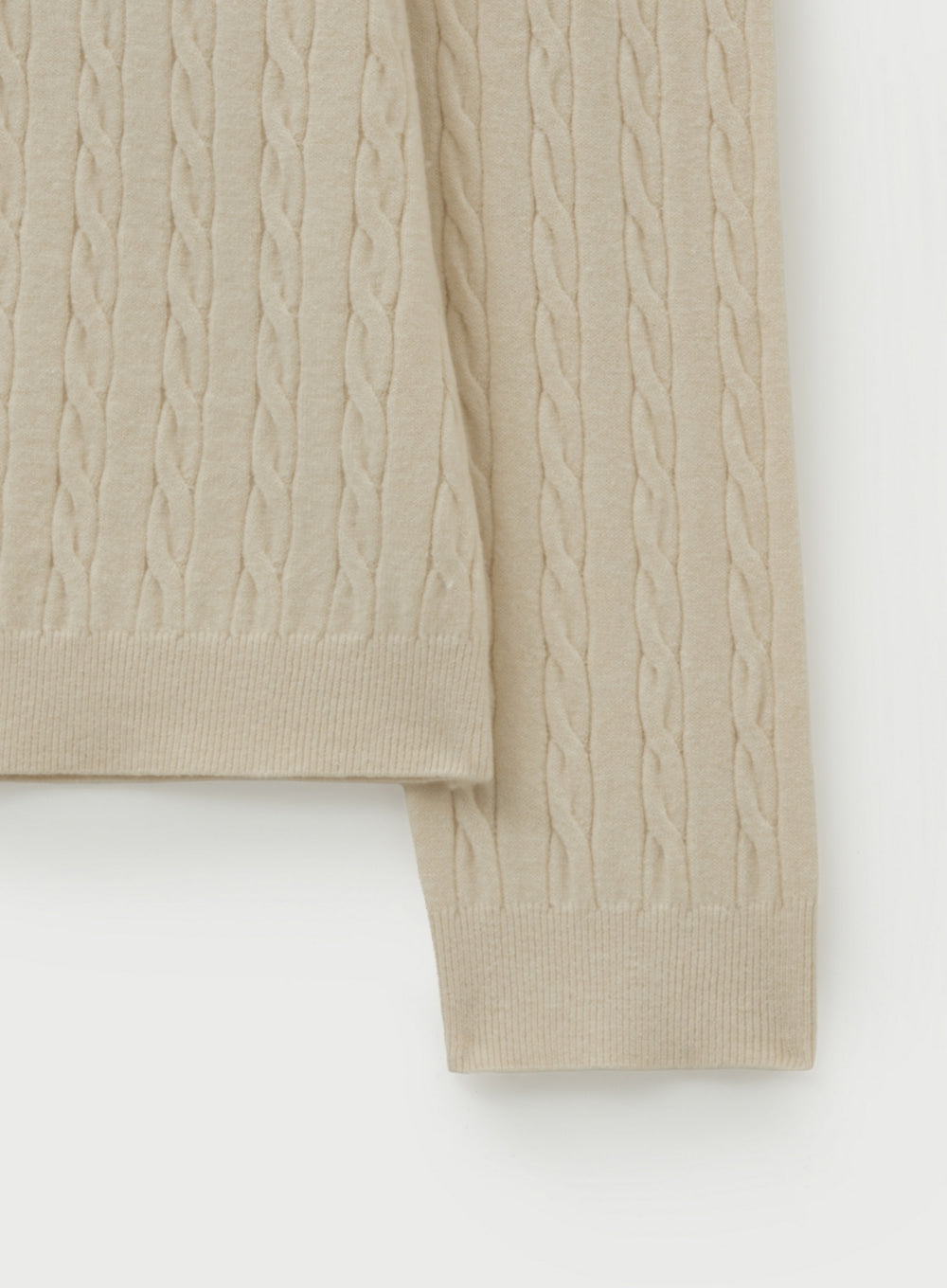 (U) Plain Cable Knit Crew Neck