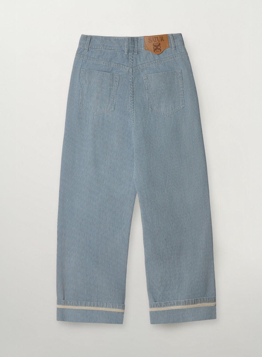 (U) Pin Stripe Denim Roll-Up Pants