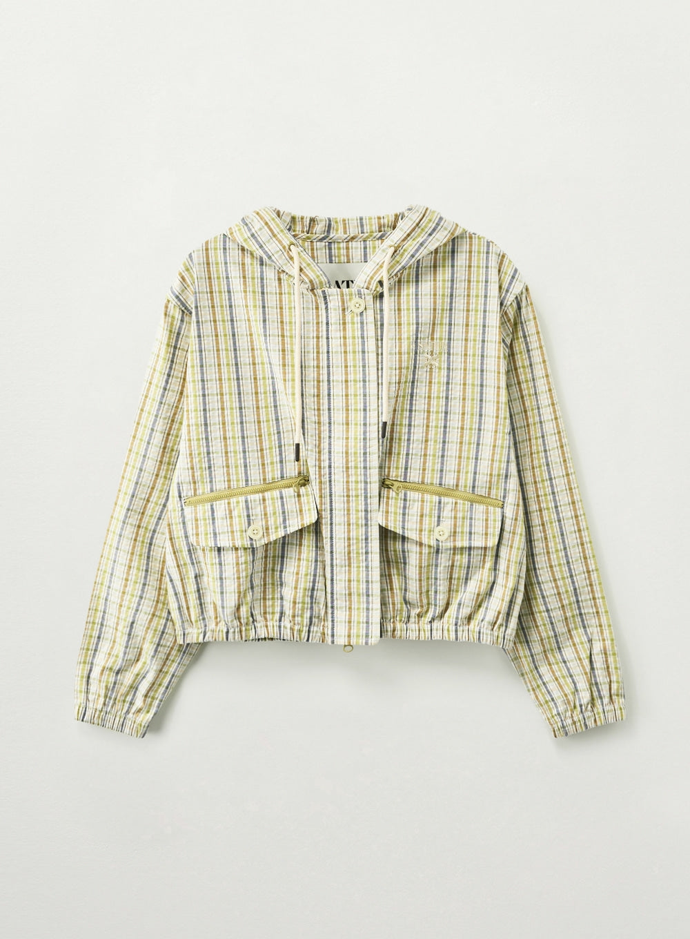 (W) Cropped Hoodie Check Jacket