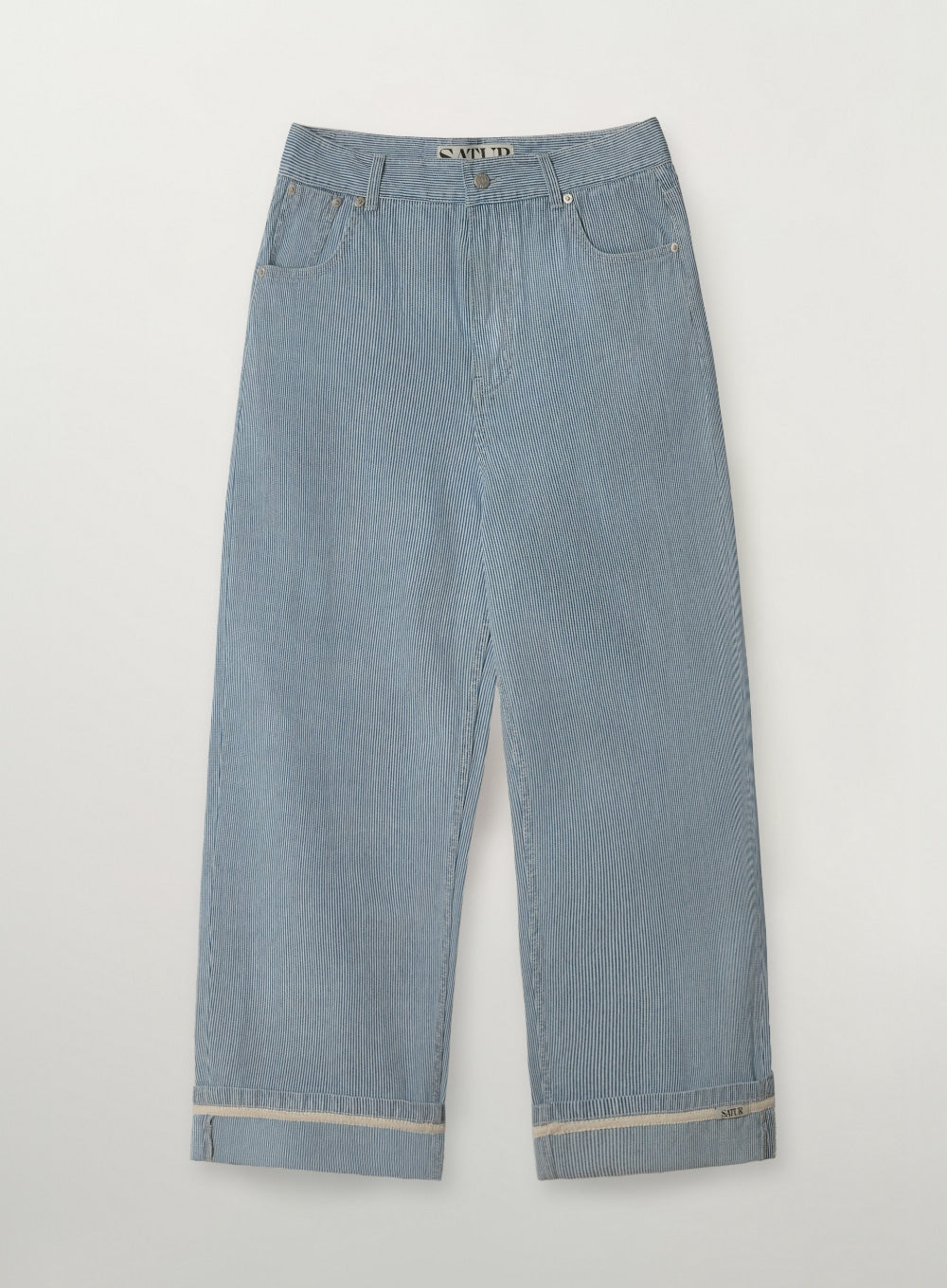 (U) Pin Stripe Denim Roll-Up Pants