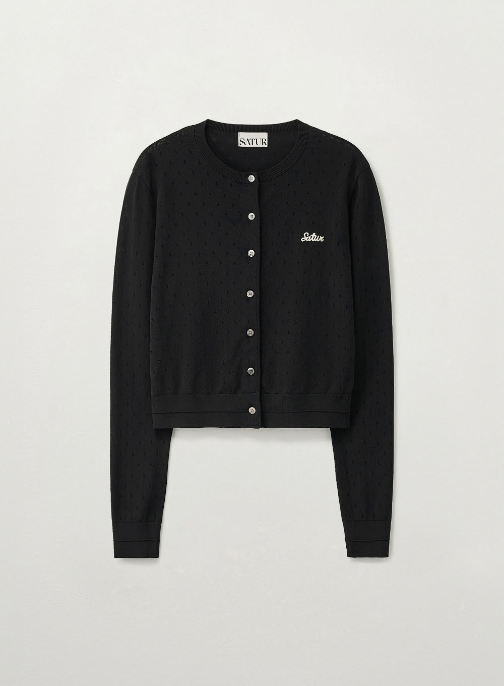 W) Pointel Crew Neck Cardigan