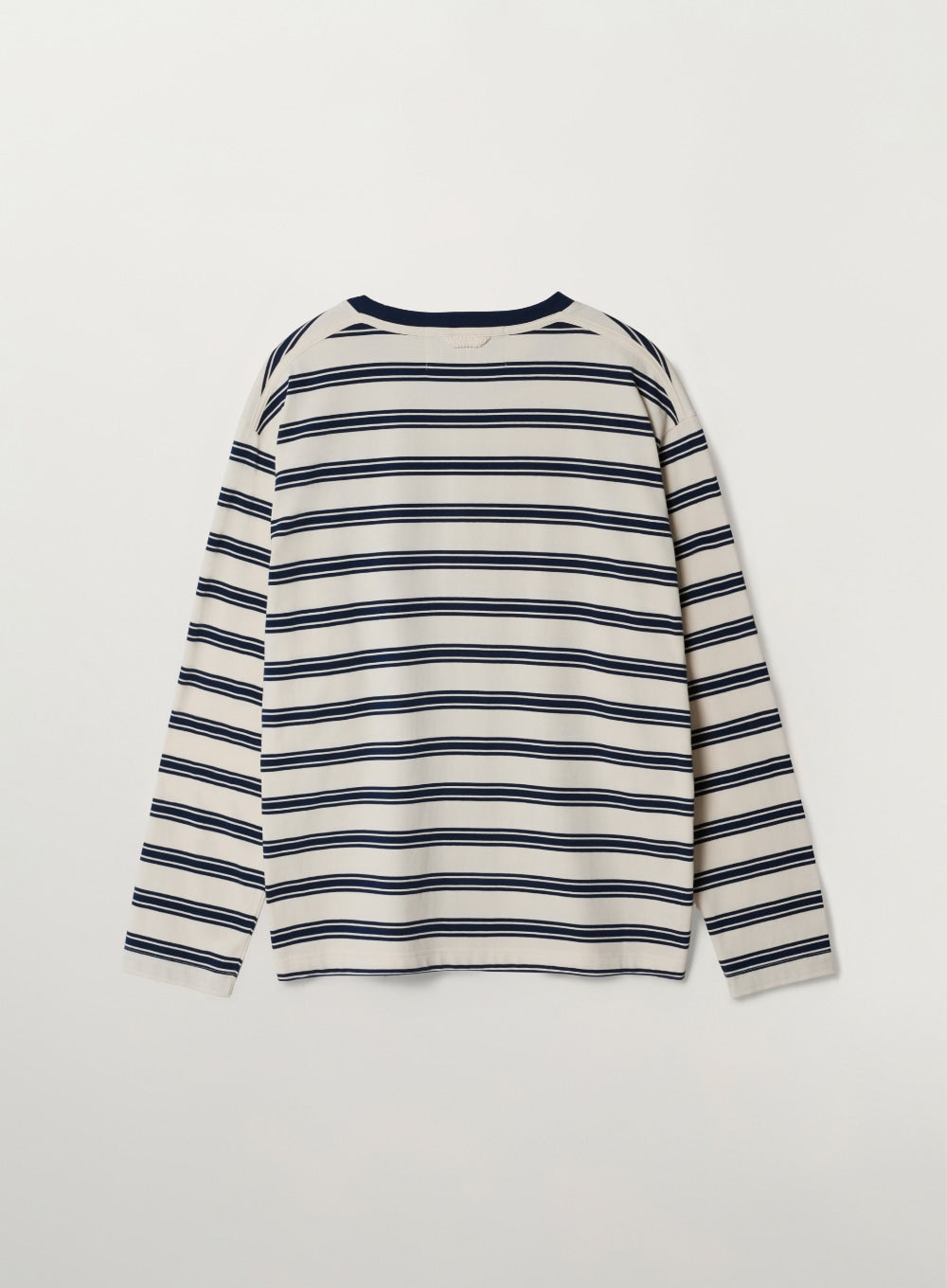 (U) Font Embroidery Striped Long Sleeve