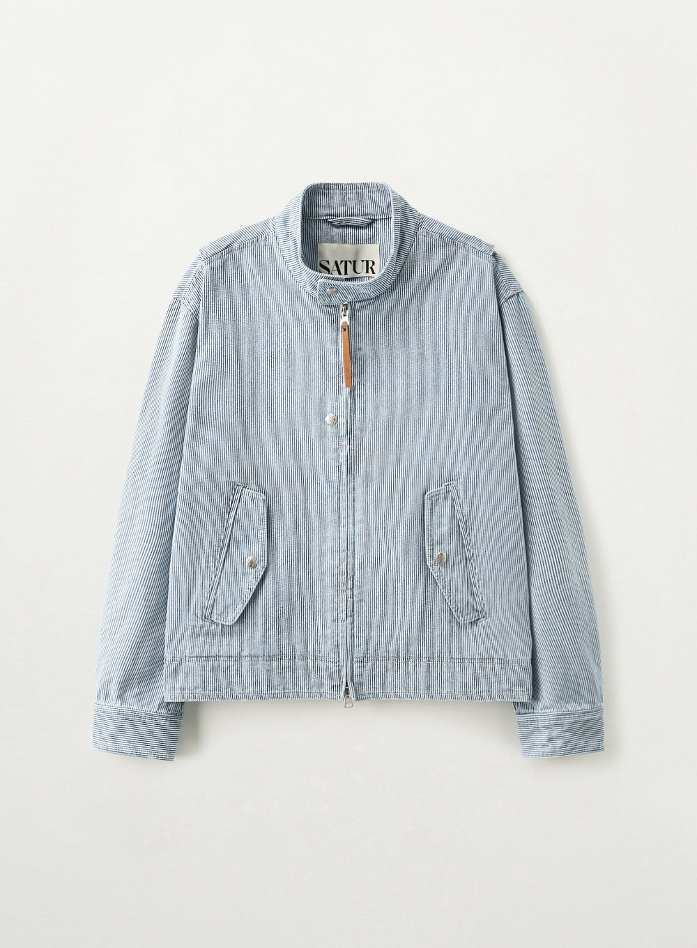 (M) Pin Stripe Denim Harrington Jacket